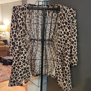 Leopard Print Open Front Cardigan